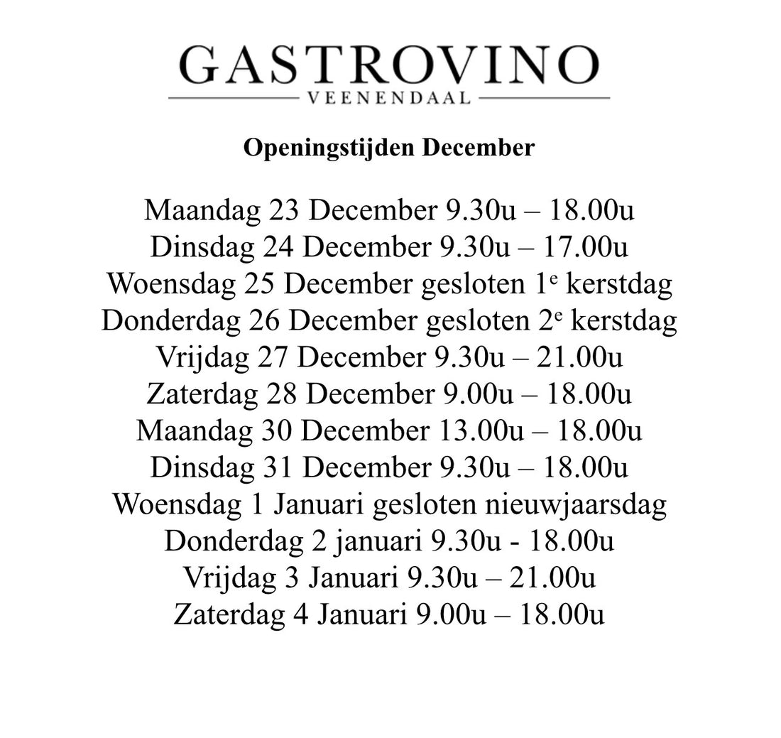 Openingstijden December